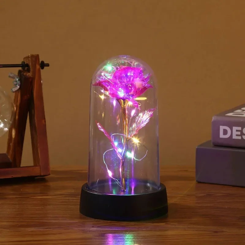 Rosa Eterna LED Vermelha em Vidro