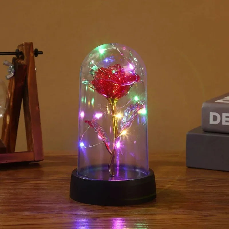 Rosa Eterna LED Vermelha em Vidro